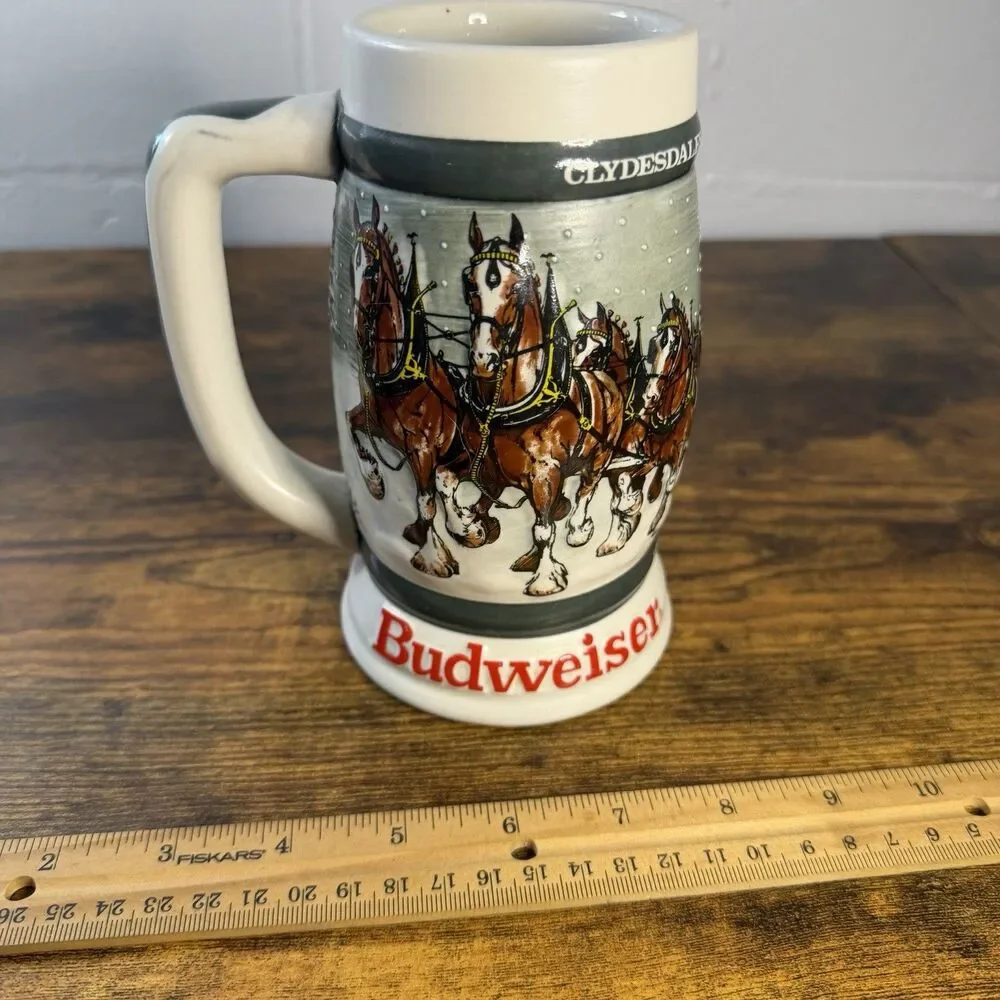 Budweiser 1982 Clydesdales 50th Anniversary 1933-1983 Holiday Beer Stein Mug